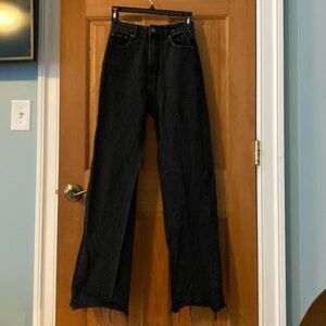 Glassons Washed Black Panel Extreme Wide Leg Jeans US Size 2 (NZ/AU 6) Preowned